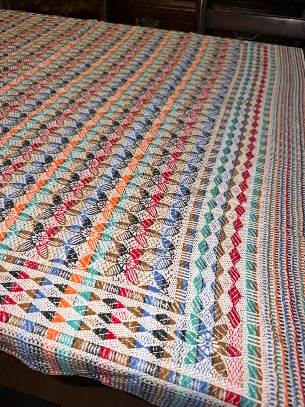 Vintage floral rainbow tablecloth stripes and flowers geometric pattern twee